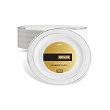 DELUXE PLASTIC PARTY DISPOSABLE PLATES | 6 Inch Hard Wedding Dessert Plates | White with Silver Rim, 40 Pack | Elegant & Fancy Heavy Duty Party Supplies Plates for all Holidays & Occasions