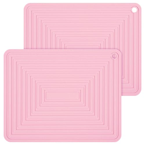 Smithcraft Silicone Trivets for Hot Dishes Pots and Pans, Hot Pads for Kitchen, Round Silicone Pot Holders, Heat Resistant Mat for Quartz Countertops, Multi-Purpose Trivet Mat Set 2 Pink