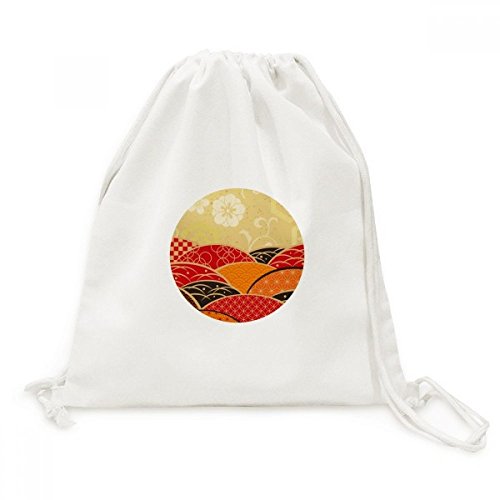 Sac à cordon en toile au motif géométrique de sakura japonais pour vos sorties et loisirs