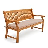 POKAR Cojín de Banco 110x40 cm | Funda Extraíble y Cintas Antideslizantes | Asiento para Banco de Jardín, Columpio y Silla | Interior y Exterior | Oeko-Tex Beige