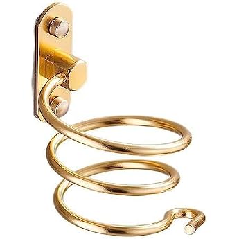 Hair Dryer Holder Aerospace Aluminum Wall Mounted Spiral Holder Organizer Set Bathroom Shelf for Washroom Supplies Gold