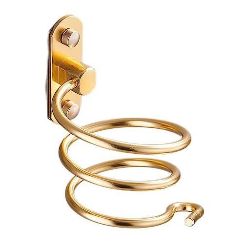 LSDZHK Haartrockner-Halter, Luft- und Raumfahrt-Aluminium, Wandmontage, Spiralhalterung, Organizer, Set, Badezimmer-Regal für Waschraumbedarf (Gold)