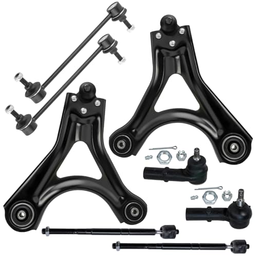 Image of Detroit Axle - 8pc Front End Kit for Ford Contour Mercury Mystique Cougar, 2 Lower Control Arms with Ball Joints 2 Sway Bar Links 4 Outer Inner Tie Rods 1999 2000 Replacement