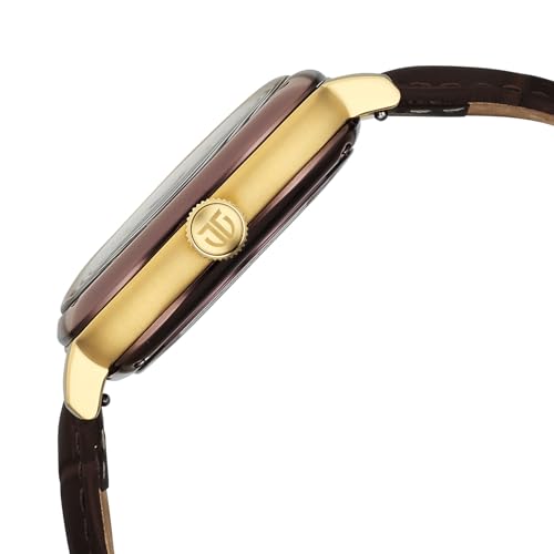 Image of Titan Vintage Concealed Automatic Analog with Beige Dial Brown Leather Strap Watch for Men - 90225KL03