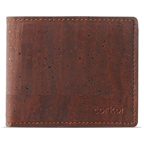Corkor Cork Passcase Wallet - Non-Leather Bifold Wallet - Men’s Wallet - RFID Blocking-Vegan Leather-Eco Friendly-Black, Brown, S, Bifold Wallet Cover