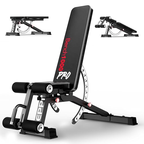 Keppi Banc Musculation, avec 600 kg Capacité, Banc de Musculation Multifonction pour Entraînement à Domicile, Banc d&rsquo;Abdominaux, Développé Couché & Fitness Corporel – Bench1000 Pro