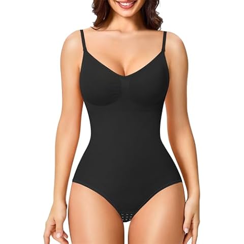 SUNACGO Black Shapewear Bodysuit for Women Tummy Control Body Suit Tank Top (X-Large/XX-Large,Black) Cover