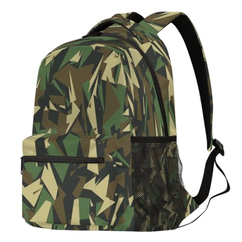 Sac à dos camouflage géométrique grand format pour ordi et rando