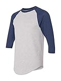 Augusta Sportswear Herren Baseball Trikot 2.0, Herren, Dreiviertel-Ärmel, Baseball Jersey 2.0, Athletic Heather/Navy, 3X-Large