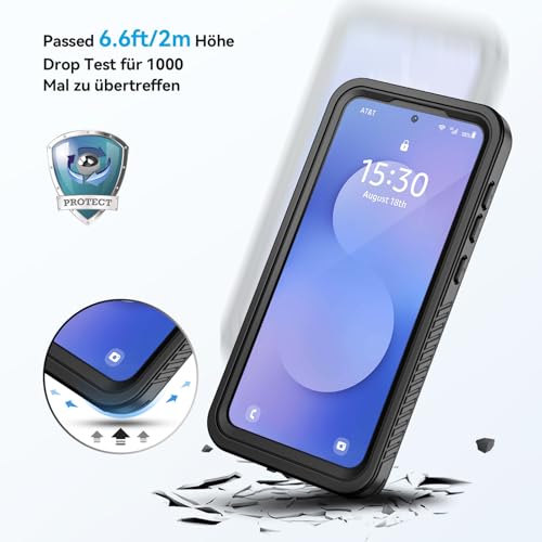 Focusor für Samsung Galaxy S25 FE Hülle IP68 Wasserdicht,HandyHülle für Samsung S25 FE 5G 360 Schutzhülle,Stoßfest Staubdicht Outdoor Panzerhülle mit Eingebautem Displayschutz für S25 FE,Schwarz