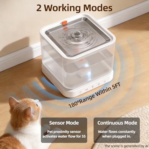 Wireless Cat Water Fountain,3L/101oz Cat Water Fountain for Cats Indoor,4000mAh Battery Operated Pet Water Fountain,Cat Fountain with Stainless Steel Tray,BPA-Free(P08F) — view 3