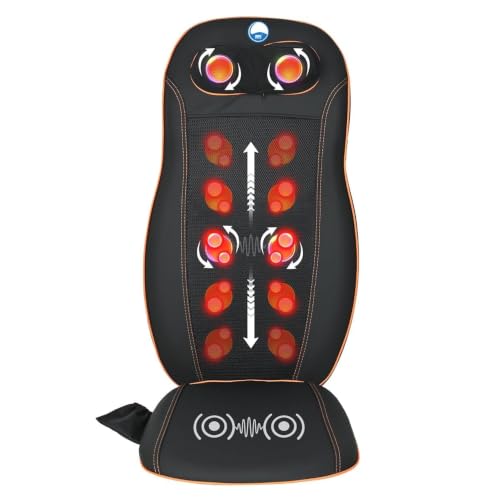 Image of AROGYA Portable Massager with Heat, 4 Roller, Full Back Shiatsu Massage Cushion, Neck & Lumbar Support, Vibration Therapy, Electric Back Massager for Car & Home Use