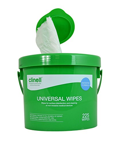 Clinell Universal Wipes Reiniging en Desinfectie Doekjes, Multi Purpose Surface Veegt, Emmer met 225 Doekjes