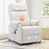 Korser Power Recliner Chair for Adults, Recliner for Small Spaces with Rollers, Electric Chair with Massage and Heat, USB and Type-C Charge Port, Fabric Recliner Chair for Living Room, Bedroom