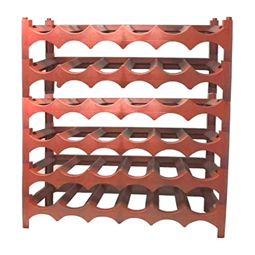 Miniatura 2 de Ac - Botellero Apilable - Capacidad De 36 Botellas 6 Niveles Fabricación En Plástico Ideal Para Botellas De Vino, Champán, Estantería 60 X 69 X 23 Cm Color Marrón