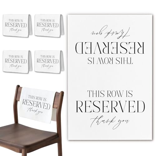 YRDBGHZDF Reserved Row Signs for Wedding 4 Pieces, This Row Is Reserved Seating Placeholder Church Pews Cloth Signs, Wedding Chair Decorations for Reception Parties Event (White) by YRDBGHZDF - Used condition - US$14.79