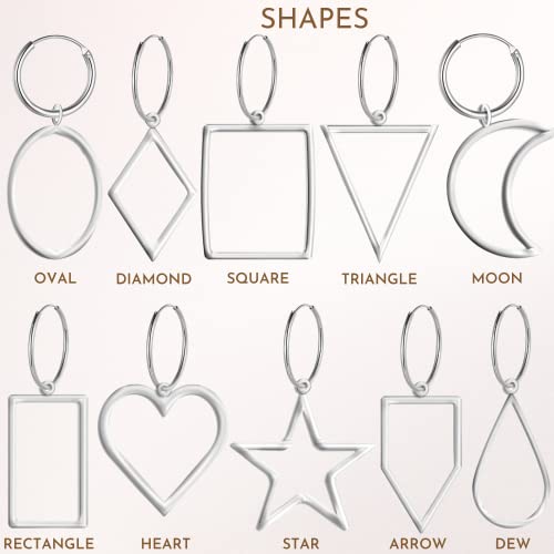 925 Sterling Dangling Hoop Earrings Heart Shape