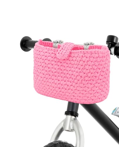 ANZOME Pink Crochet Handlebar Basket