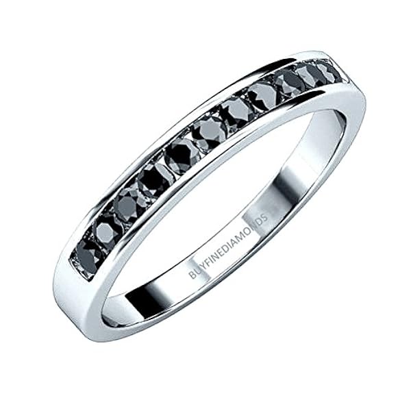 Anello Eternity in oro bianco con diamanti neri da 0,50 carati