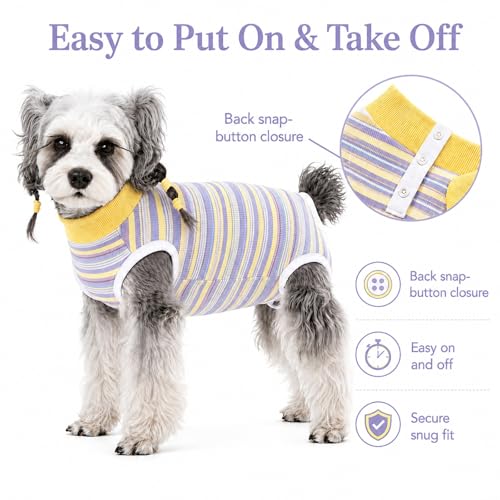 Image of Dog Surgery Recovery Suits, Sleeveless Dog Recovery Suit Female, E-Collar & Cone Alternative Surgical Suit for Small and Medium Dogs After Surgery, Striped Dog Onesie Pajamas