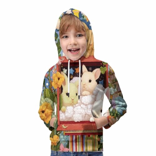 Sweat à capuche original lapin imprimé 3D idée cadeau enfant 10-12 ans - 5