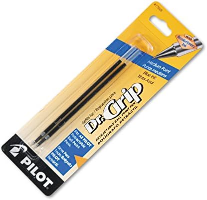 Pilot Dr. Grip Ballpoint Ink Refill, 2-Pack for Retractable Pens, Medium Point, Blue Ink (77228) by Pilot