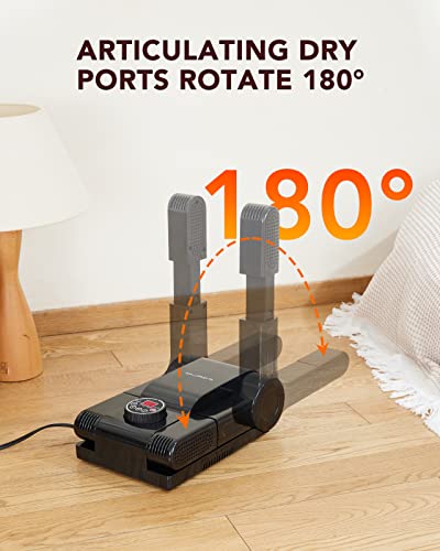 FORLIM Shoe Dryer Adjustable Temperature with 24-Hour Delay Timer, Portable Glove Dryer and Boot Warmer, Automatic Shut-Off Timer, Foldable Design, Smart Panel (Black) - Image 6