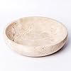 Beige Travertine Decorative Bowl, 7.8 Diameter x 2 Height, Handmade, Perfect for Entryway Key Bowl, Fruit, Kitchen Counter, Dining Table Centerpiece, Office Decor & Coffee Table