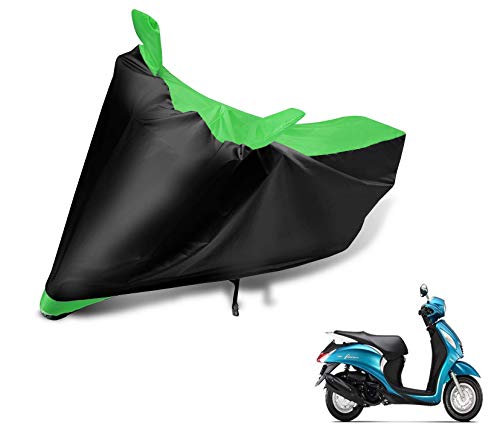 Image of Auto Hub Scooty Cover Compatible with Yamaha Fascino with Mirror Pocket, Dustproof, Heat Resistant, Triple Stitched, Fascino Scooty Cover- Black, Green