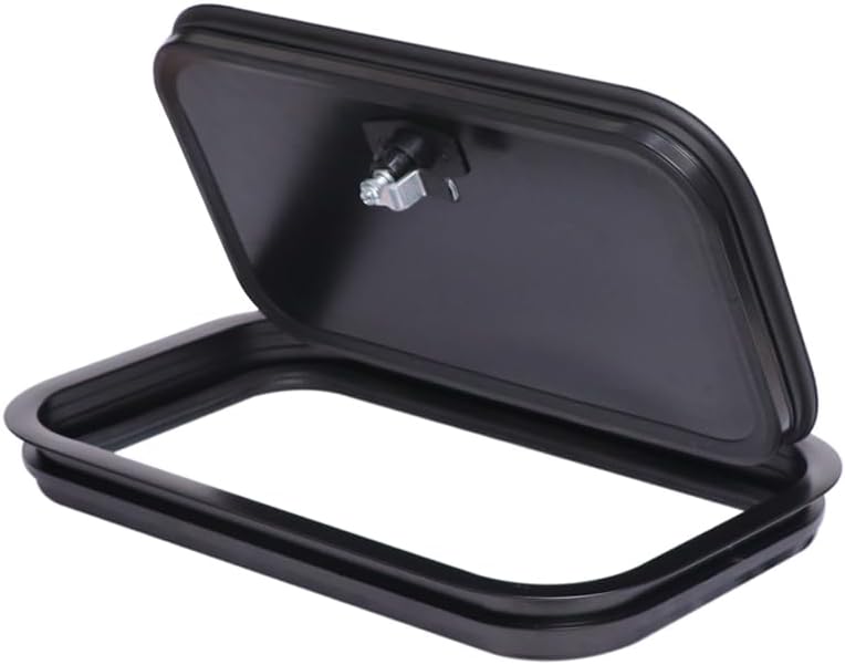 Rv Luggage Door, Rounded Aluminum Camper Door, 19.7x11.8 Inch Access Door with Two Keys, Suitable for Rv Camper Trailer Luggage Door (Black)