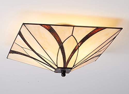 Tiffany Style Semi Flush Ceiling Light Art Colorful Glass Shade 3 Lights
