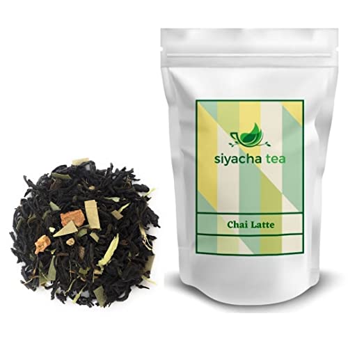 Image of Siyacha Tea Chai Latte, 250 Grams, Assam Tea with Cinnamon, Cardamom, Ginger, Bay Leaf, Nutmeg, Natural Indian Spice Loose Leaf Blend, Fresh Herbal Healthy Beverage, Makes 125 Cups (approx)