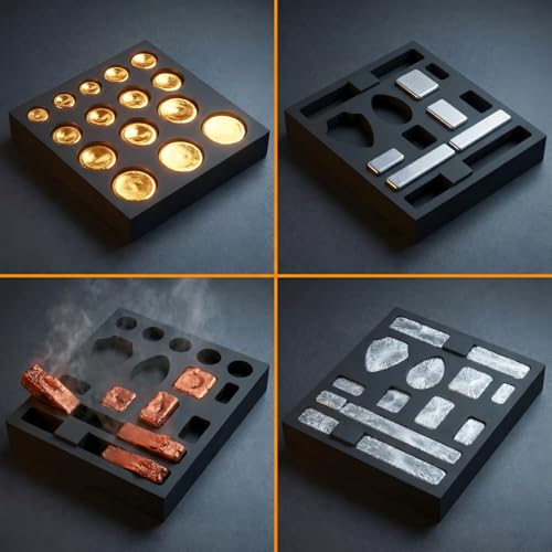 2 Pieces Graphite Ingot Molds, HOMOMSAE 11-in-1 & 15-in-1 Metal Molds Set for Casting DIY Gold Silver Aluminum Copper Brass(11 Holes-A +15 Holes) - Thumbnail 6
