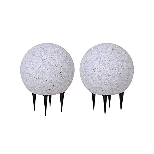 Preisvergleich Produktbild SellTec Kugelleuchte aussen 2er Set Gartenlampe Ø20cm, Stein-Optik / Außenleuchte spritzwassergeschützt / Gartenleuchte, E27-Fassung / Kugellampe mit Erdspieß
