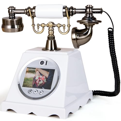 Image of RetroVox Video & Audio Guest Book Wedding Phone Guestbook Creative Easy to Use & Fun Engagements Anniversaries Baby Showers Graduation (A White)