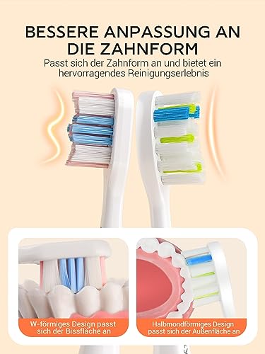 Sonic Toothbrush - TOUCHBeauty elettrico Toothbrush con 6 teste, 4 modalità, timer (bianco) - Image 4