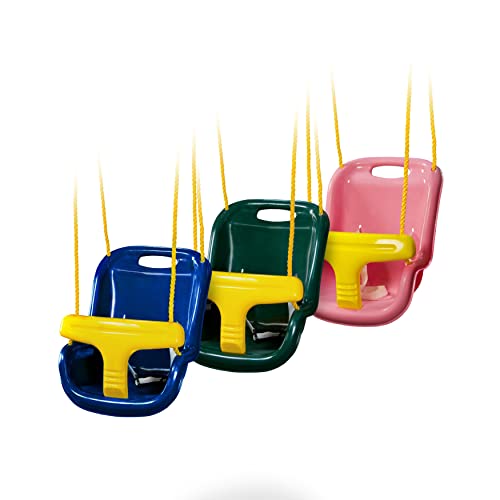 Gorilla Playsets 04-0032-G High Back Plastic Infant Swing With Yellow T Bar & Rope, Green #TOP2