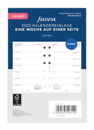 Filofax Pocket 1 Woche auf 1 Seite (deutsch)2025
