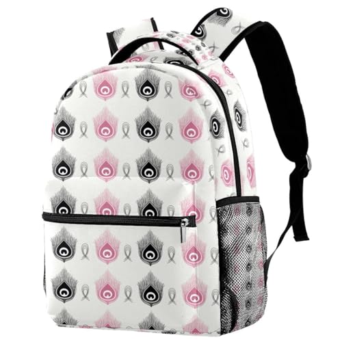 Sac à dos d'école noir et rose paon de 29.4x20x40cm pour adolescents