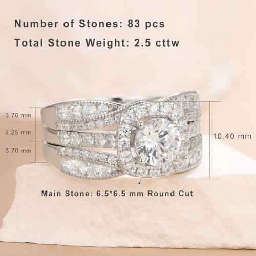 Newshe Jewellery Wedding Rings for Women AAAAA Cz Engagement Bridal Band Set 925 Sterling Silver Enhancers and Wraps Size 5-122