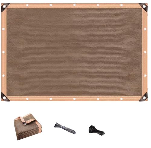 Tela de sombra con ojales, 95 % de bloqueo UV, color moca, 8 x 10 m, para pérgola, cubierta de sombra para invernadero, patio, techo al aire libre, tela de malla resistente a la luz solar.