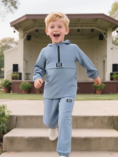 Image of Kids Boys Clothes Color Blocking Hoodie Sweatshirts and Pant 2Pcs Fall Outfits Set Size 5-10