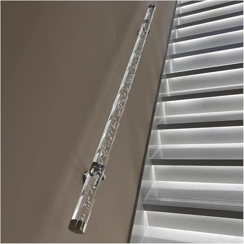 Main courante d'escalier transparente en acrylique 80cm avec fixation murale inox intérieur