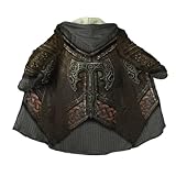 Viking Armor Clothing Men Hooded Coat, Nordic Tattoo Thors Hammer Faux Cashmere Cape, Winter Warm Viking Wolf Coat Parka(Hammer,L)