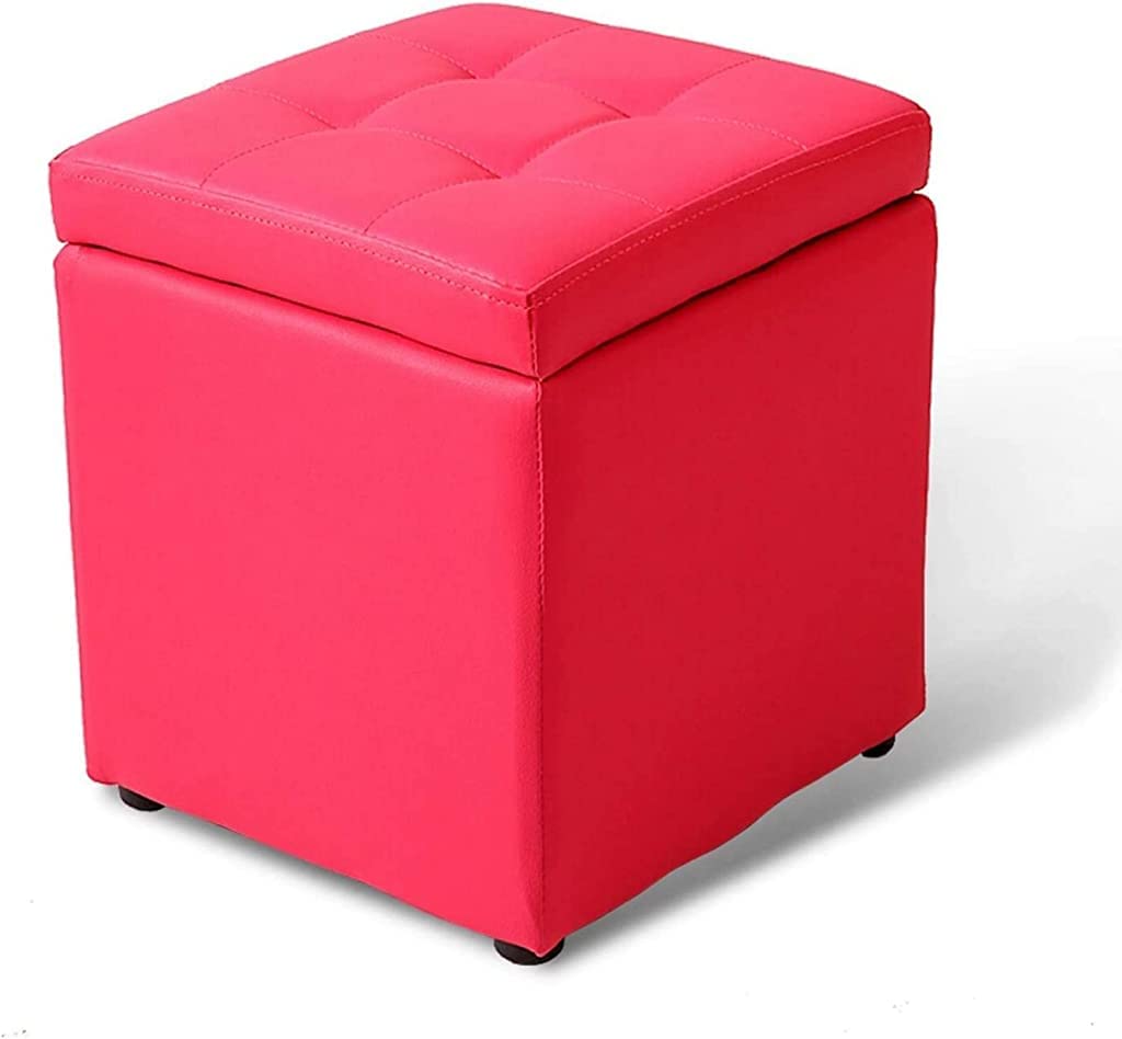 Repose-pieds ottoman pliable rose rouge en similicuir avec coffre
