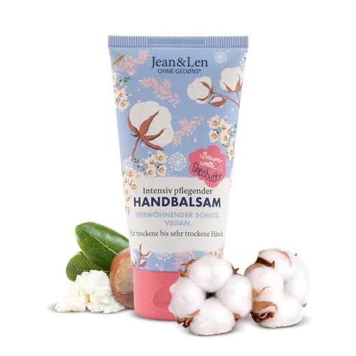 Jean & Len – Handbalsam Baumwolle & Sheabutter, Handpflege für trockene bis sehr trockene Hände, pflegt intensiv und ist dabei besonders mild, ohne Parabene und Silikone, vegan, Handcreme Tube, 75 ml