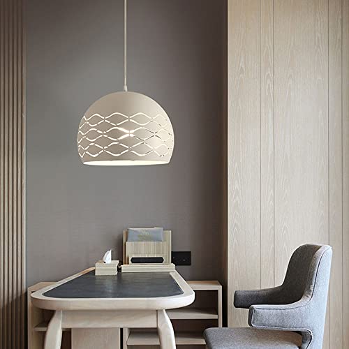 Lampe à suspension design blanc en métal scandinave pour îlot de cuisine contemporain