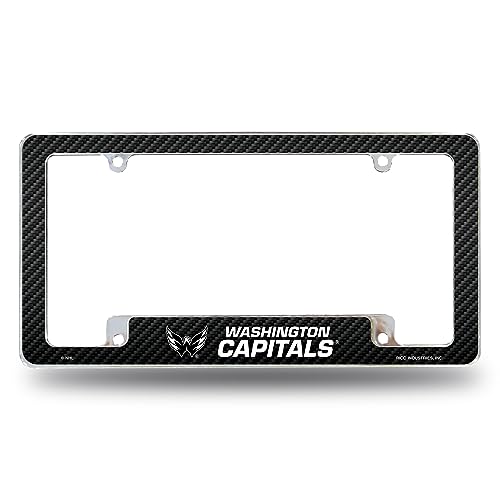 Rico Industries NHL Washington Capitals Black 12" x 6" Chrome All Over Automotive License Plate Frame for Car/Truck/SUV