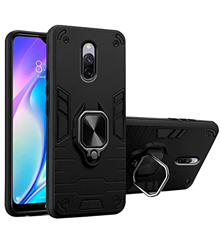 Image of Pikkme D5 Tough Armor Bumper Back Cover Case for Redmi 8a Dual |Ring Holder & Kickstand in-Built (Black)
