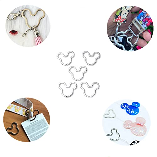 Mickey Key Chain Rings, 25Pcs Mouse Shape Keychain, Creative Flat Key Ring Accessories Metal Key Split Ring Silver Mickey Mouse Shape #TOP5
